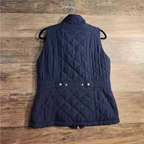 Weatherproof Navy Blue Mock Neck Sleeveless Vest with Brown Fleece - Picture 2 of 8